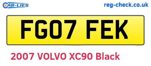FG07FEK are the vehicle registration plates.