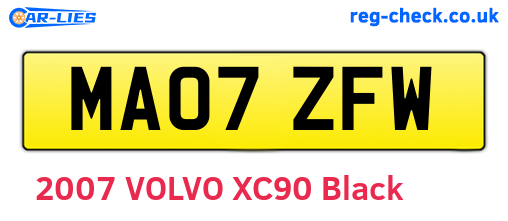 MA07ZFW are the vehicle registration plates.