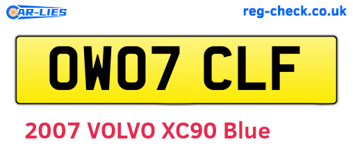 OW07CLF are the vehicle registration plates.