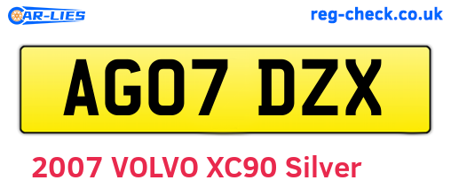 AG07DZX are the vehicle registration plates.