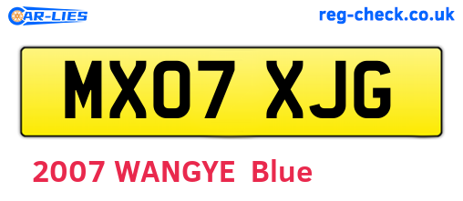MX07XJG are the vehicle registration plates.
