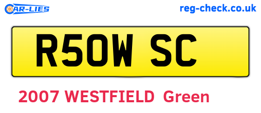 R50WSC are the vehicle registration plates.