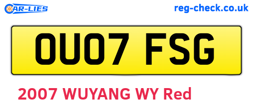OU07FSG are the vehicle registration plates.