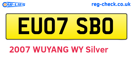 EU07SBO are the vehicle registration plates.
