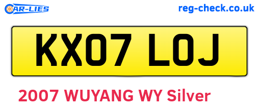 KX07LOJ are the vehicle registration plates.