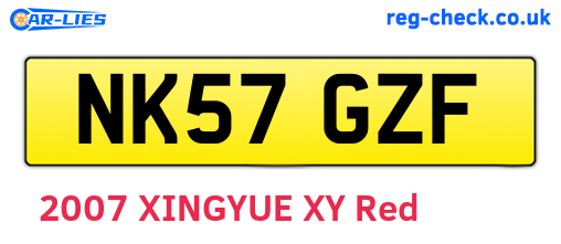 NK57GZF are the vehicle registration plates.