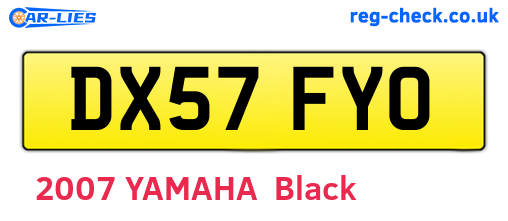DX57FYO are the vehicle registration plates.