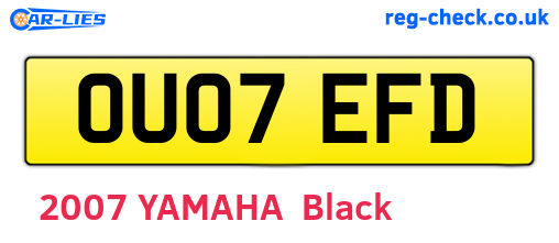 OU07EFD are the vehicle registration plates.
