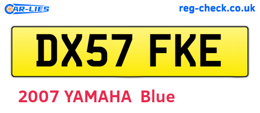 DX57FKE are the vehicle registration plates.