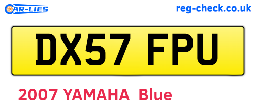 DX57FPU are the vehicle registration plates.