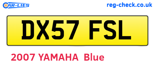 DX57FSL are the vehicle registration plates.