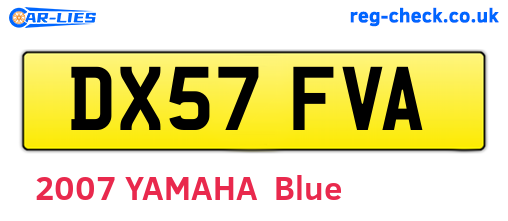 DX57FVA are the vehicle registration plates.