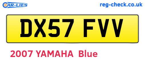 DX57FVV are the vehicle registration plates.