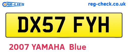 DX57FYH are the vehicle registration plates.