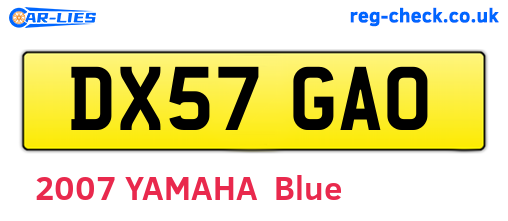 DX57GAO are the vehicle registration plates.