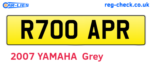 R700APR are the vehicle registration plates.