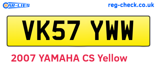 VK57YWW are the vehicle registration plates.