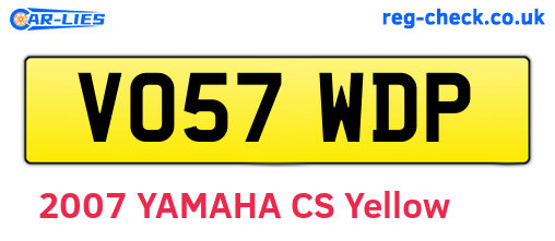 VO57WDP are the vehicle registration plates.
