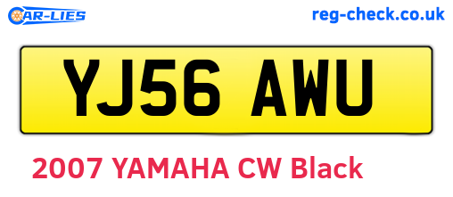 YJ56AWU are the vehicle registration plates.
