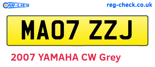 MA07ZZJ are the vehicle registration plates.