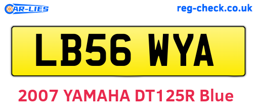 LB56WYA are the vehicle registration plates.