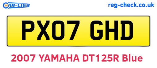 PX07GHD are the vehicle registration plates.