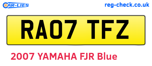RA07TFZ are the vehicle registration plates.