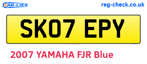 SK07EPY are the vehicle registration plates.