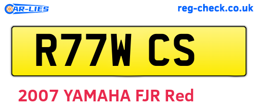 R77WCS are the vehicle registration plates.