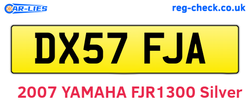 DX57FJA are the vehicle registration plates.