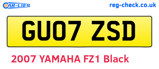 GU07ZSD are the vehicle registration plates.
