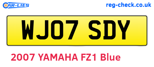 WJ07SDY are the vehicle registration plates.