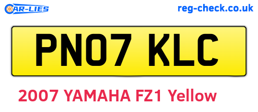 PN07KLC are the vehicle registration plates.