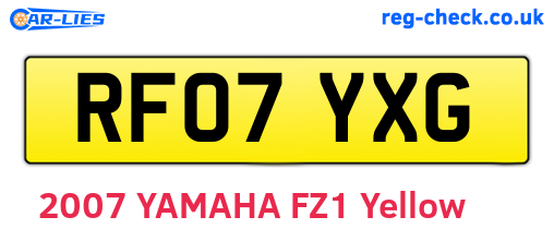 RF07YXG are the vehicle registration plates.