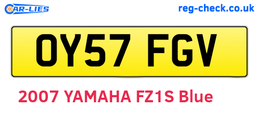 OY57FGV are the vehicle registration plates.