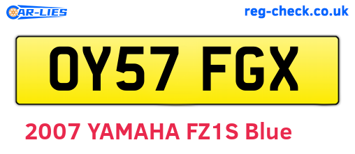 OY57FGX are the vehicle registration plates.