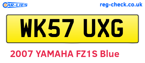 WK57UXG are the vehicle registration plates.