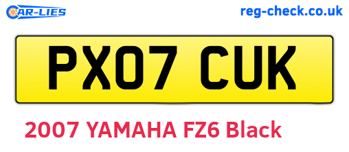 PX07CUK are the vehicle registration plates.