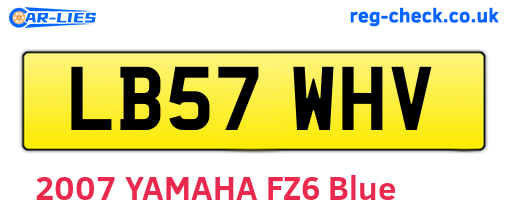 LB57WHV are the vehicle registration plates.
