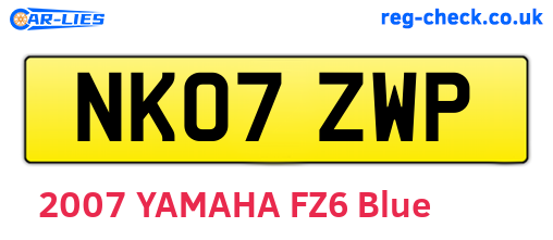 NK07ZWP are the vehicle registration plates.