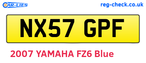 NX57GPF are the vehicle registration plates.