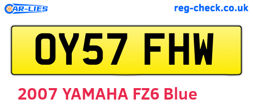 OY57FHW are the vehicle registration plates.