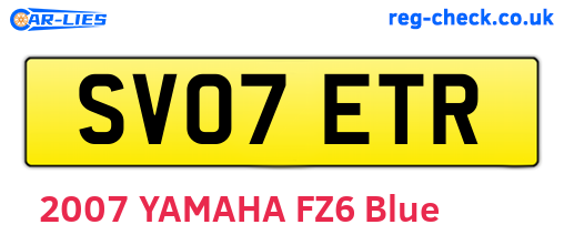 SV07ETR are the vehicle registration plates.