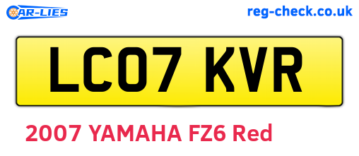 LC07KVR are the vehicle registration plates.