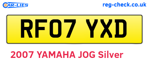 RF07YXD are the vehicle registration plates.