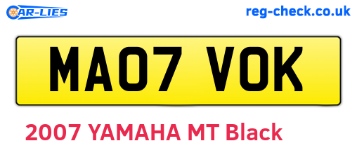 MA07VOK are the vehicle registration plates.