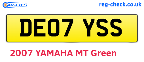 DE07YSS are the vehicle registration plates.