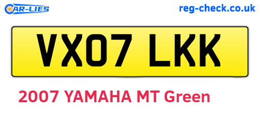 VX07LKK are the vehicle registration plates.