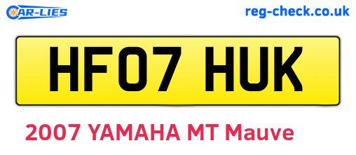 HF07HUK are the vehicle registration plates.