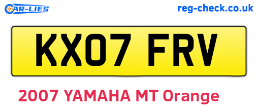 KX07FRV are the vehicle registration plates.